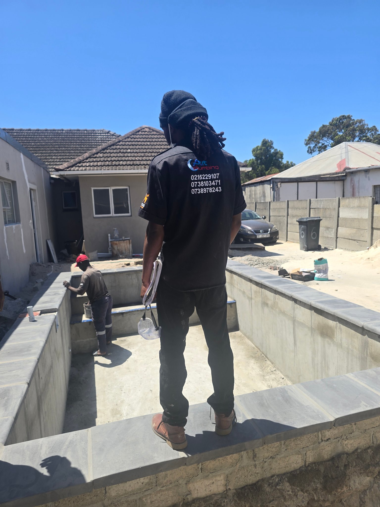 Pool plumbing — wall-mounted toilet install